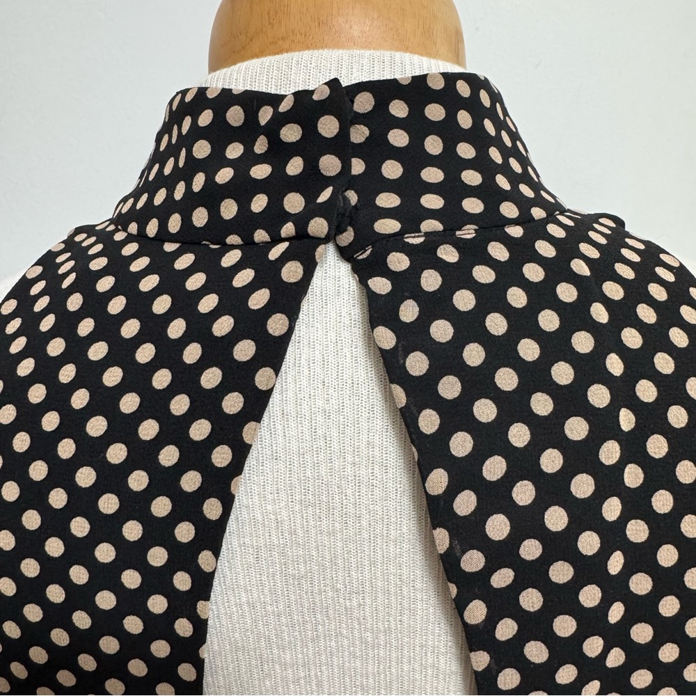 Alice + Olivia Mikeala High Neck Blouson Belt Mini Dress Silk Medium Polka Dots - Picture 8 of 16